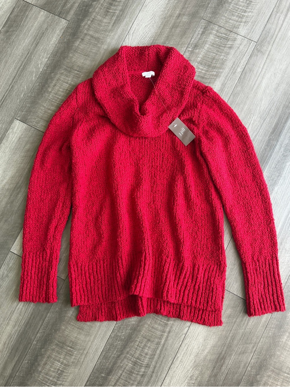 NWT Women’s J. Jill Scarlett Red Cowl Neck Knit Sweater Sz M Cozy Warm